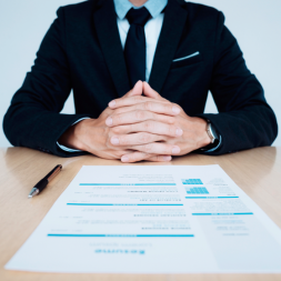 man reading np resume