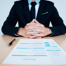 businessman reviewing resume 